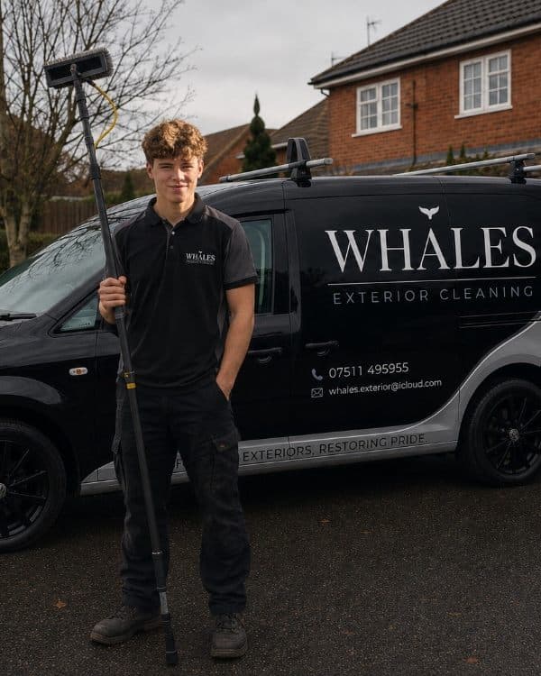 James of Whales Exterior Cleaning with the branded van and water-fed pole
